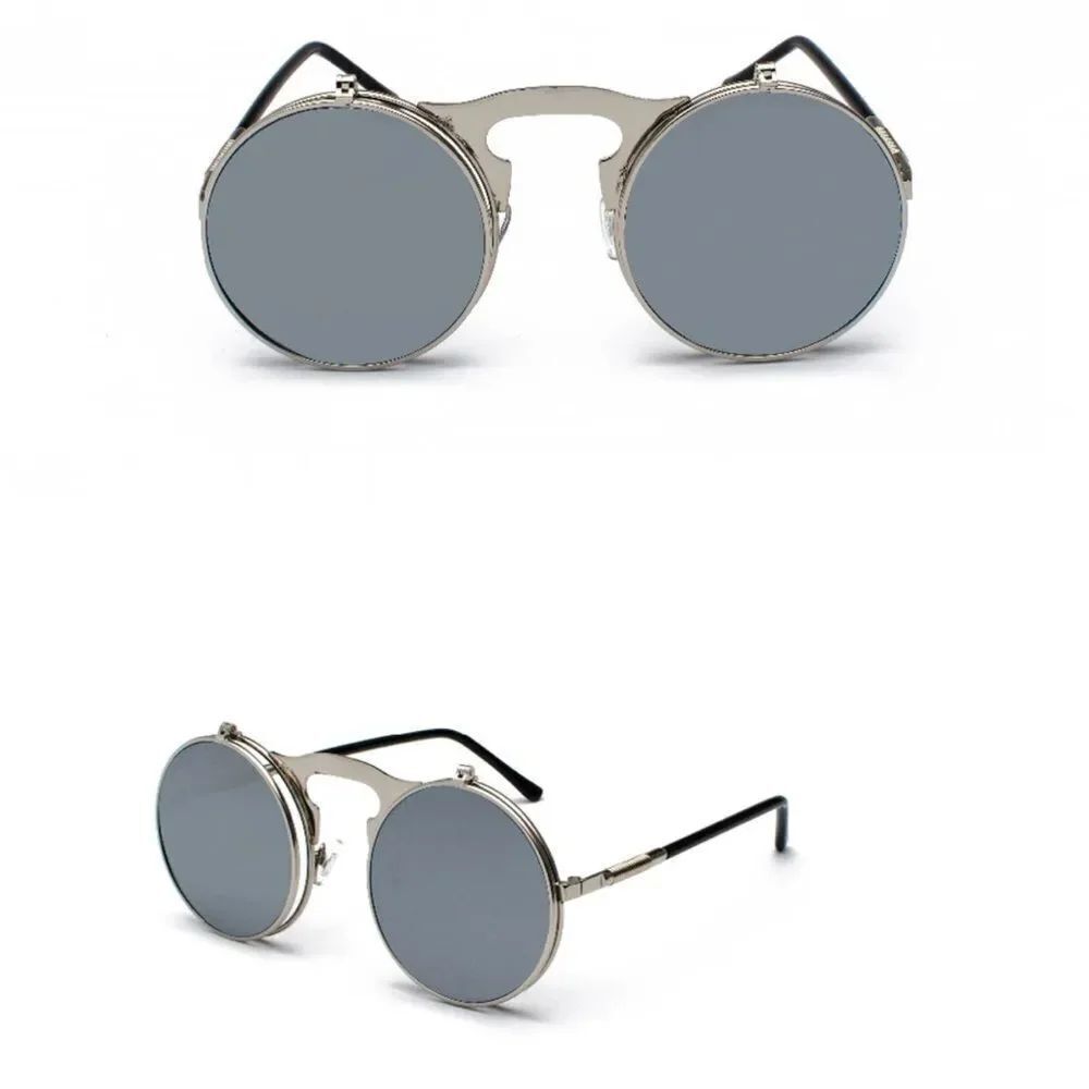 Vintage Round Metal Frame Dual Lens GraySunglasses NWT